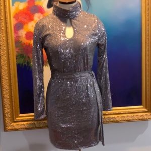 Elegant Sliver Sequin Mini Dress